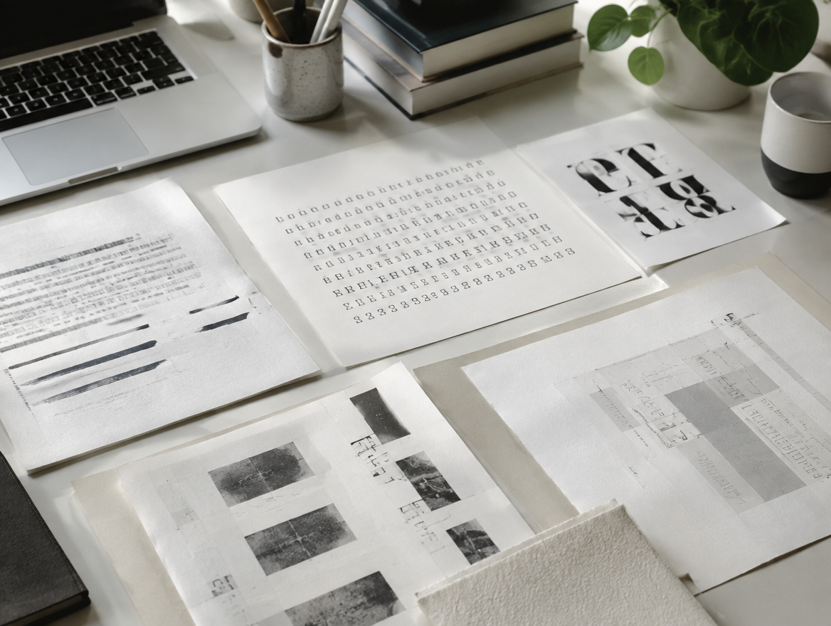 Contemporary print research and type specimens