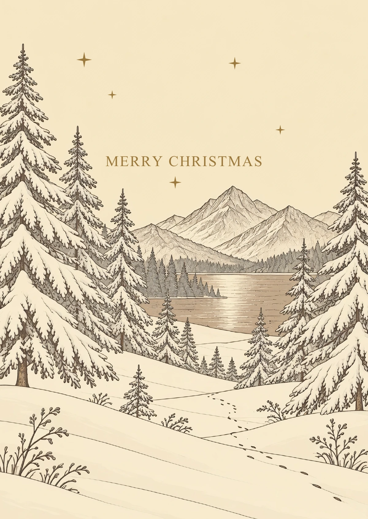 Winter Fir Forest Christmas card