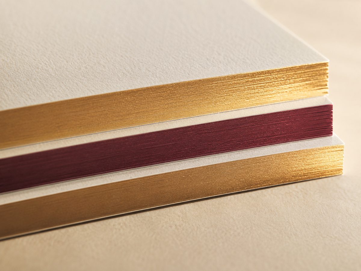 Cards with gilded and painted edges