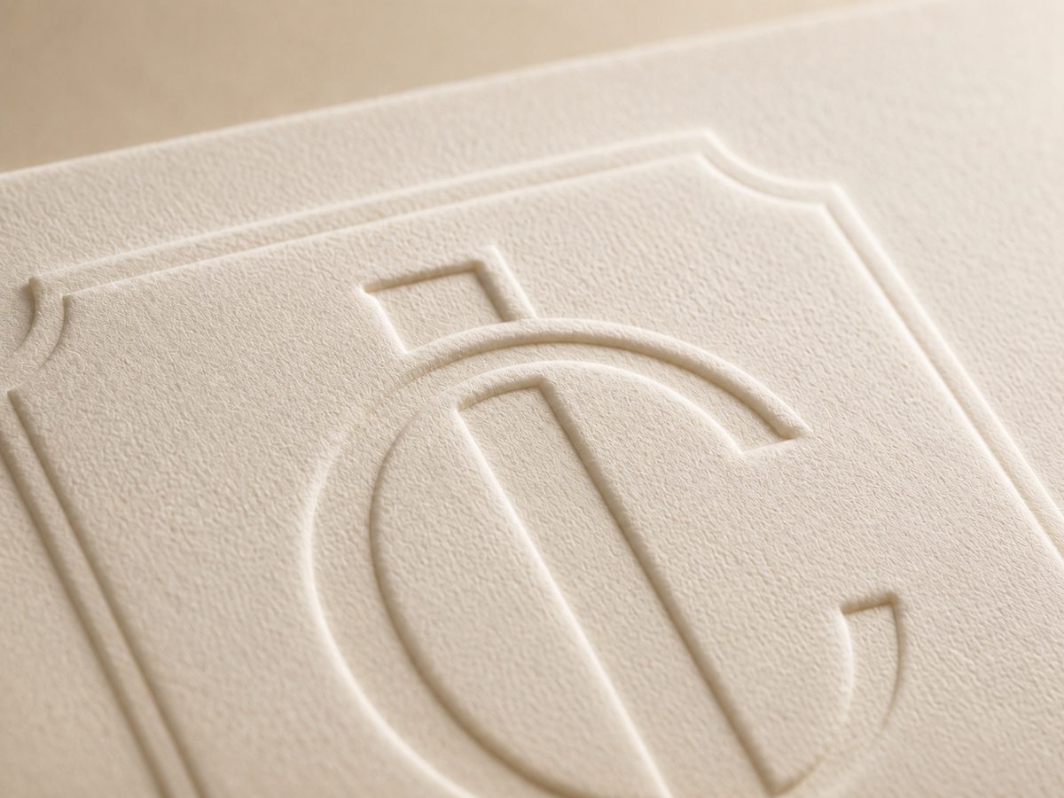 Blind embossed monogram raised without ink